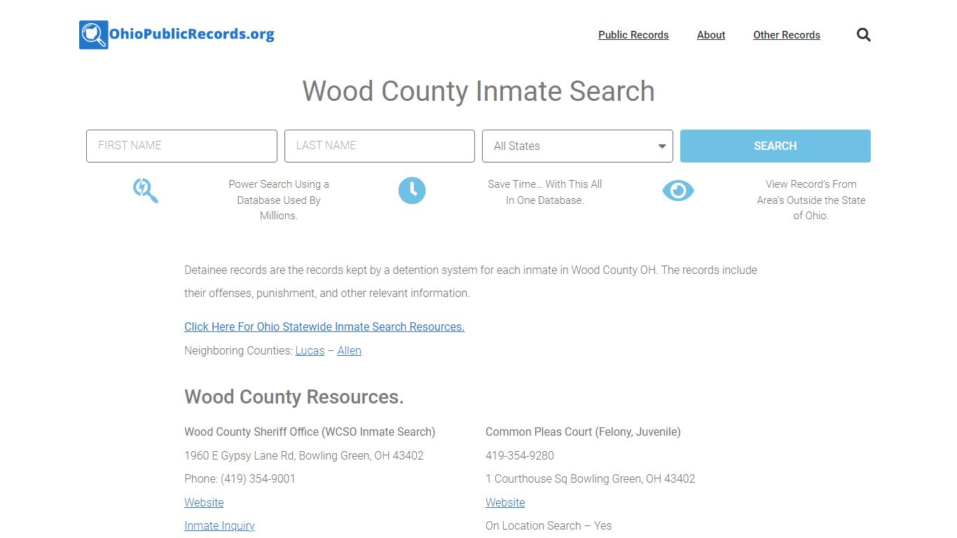 Wood County Inmate Search - WCSO Current & Past Jail Records
